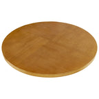 Mesa de comedor redonda de pacana, base en X abierta, para 4 personas