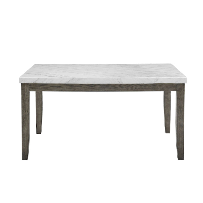 Juego de comedor con encimera de mármol gris envejecido, 7 asientos