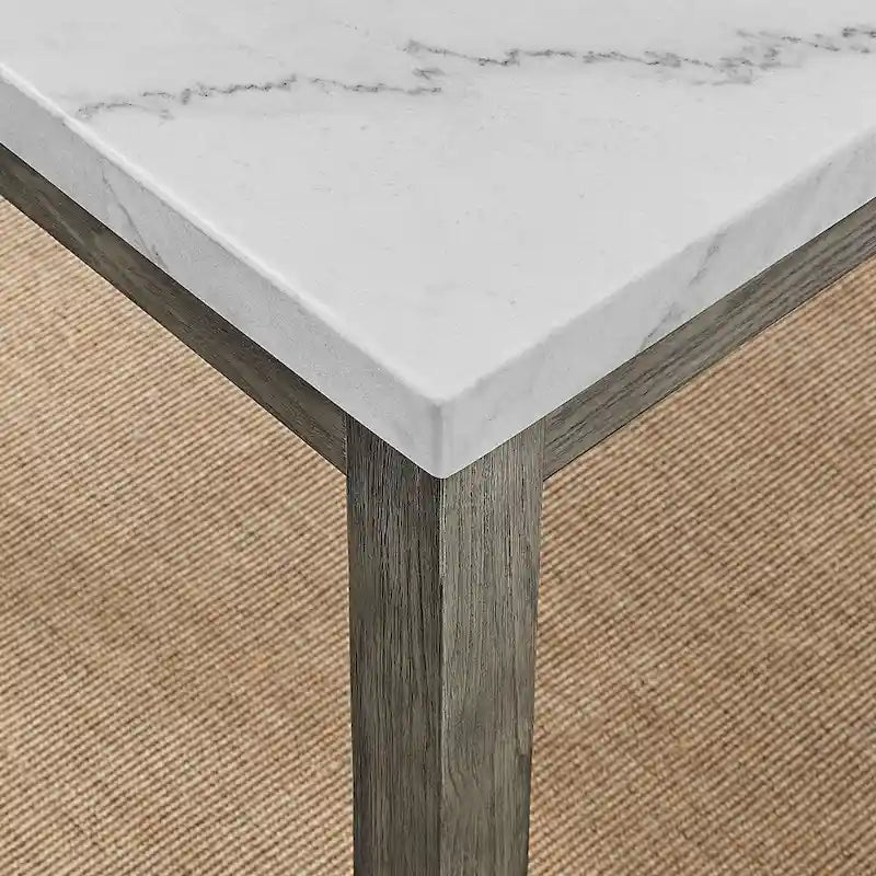 Juego de comedor con encimera de mármol gris envejecido, 7 asientos
