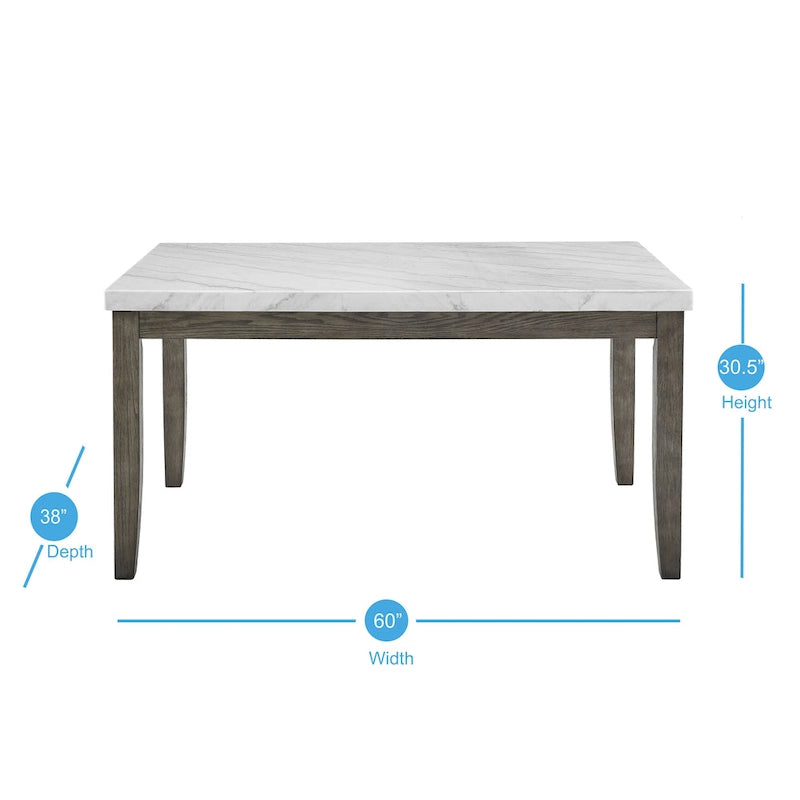 Juego de comedor con encimera de mármol gris envejecido, 7 asientos