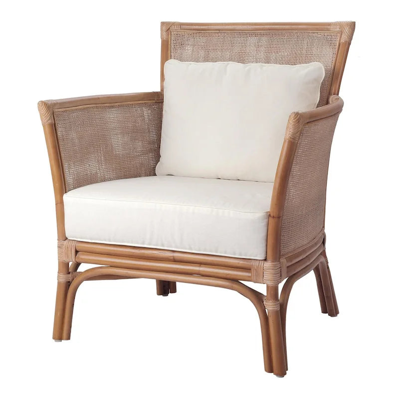 Sillón decorativo lounge de ratán marrón, asiento individual
