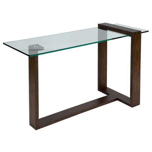Mesa de sofá de madera y vidrio Acorn – Estilo moderno, para 1 persona