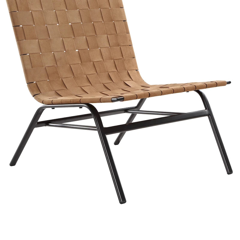 Sillón Individual de Piel Marrón Tejida