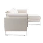 Sofá seccional en forma de L de piel sintética, blanco/gris/marrón, con capacidad para 3-4 personas