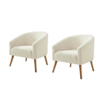Juego de 2 sillones de barril de bouclé en salvia, gris, negro, azul o marfil