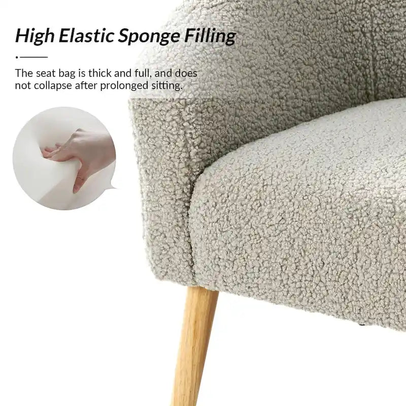 Juego de 2 sillones de barril de bouclé en salvia, gris, negro, azul o marfil