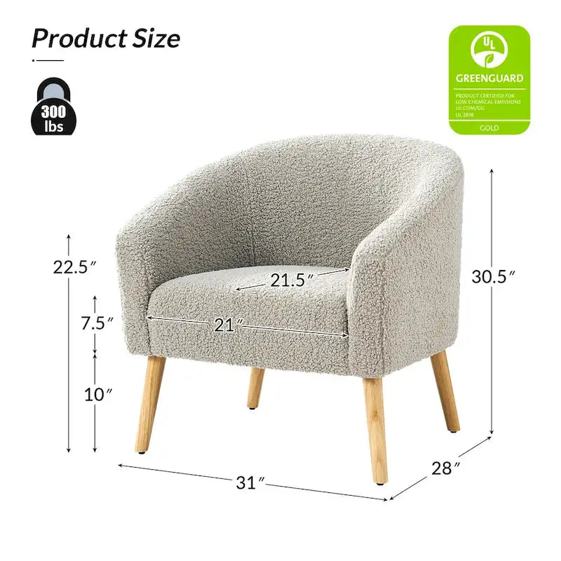 Juego de 2 sillones de barril de bouclé en salvia, gris, negro, azul o marfil