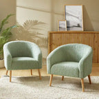 Juego de 2 sillones de barril de bouclé en salvia, gris, negro, azul o marfil