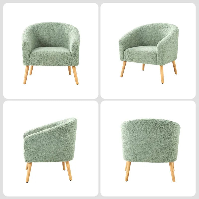 Juego de 2 sillones de barril de bouclé en salvia, gris, negro, azul o marfil