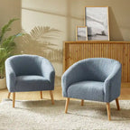 Juego de 2 sillones de barril de bouclé en salvia, gris, negro, azul o marfil