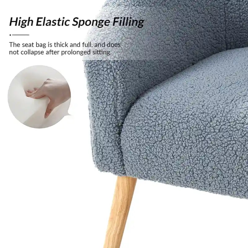 Juego de 2 sillones de barril de bouclé en salvia, gris, negro, azul o marfil