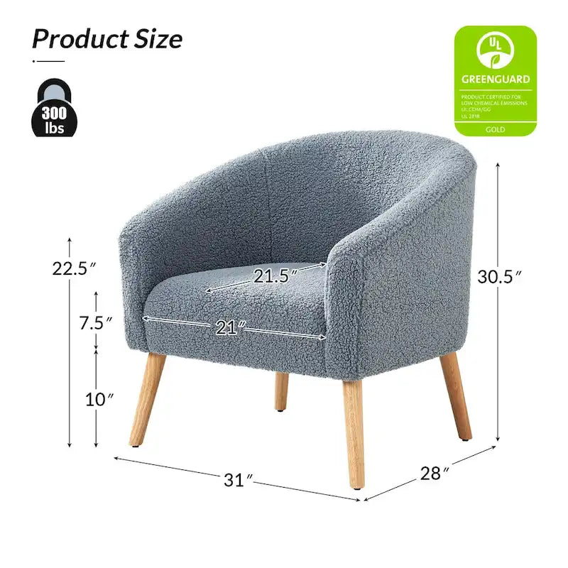 Juego de 2 sillones de barril de bouclé en salvia, gris, negro, azul o marfil