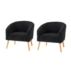 Juego de 2 sillones de barril de bouclé en salvia, gris, negro, azul o marfil