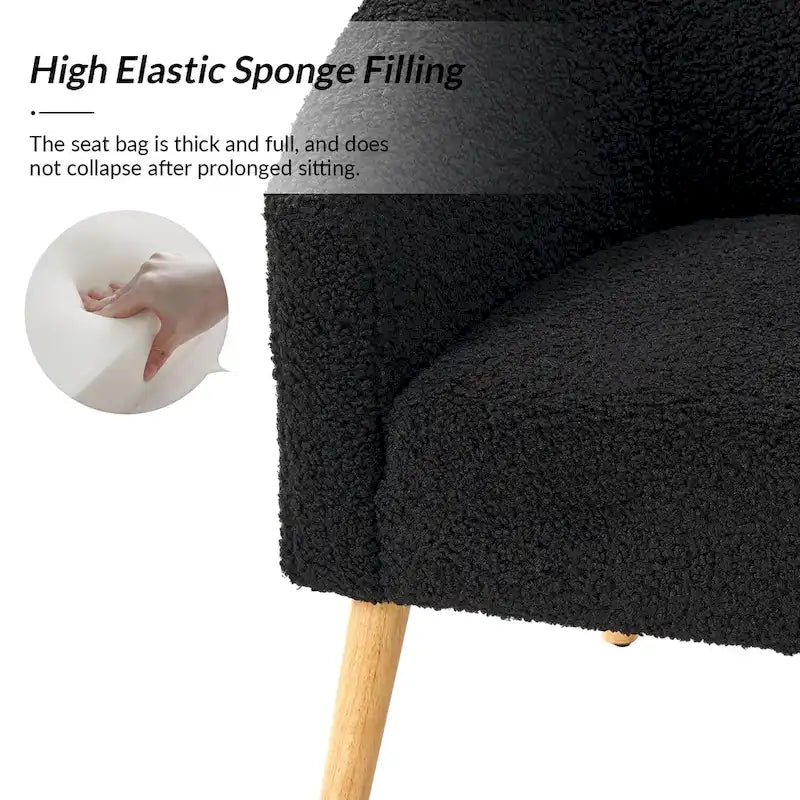 Juego de 2 sillones de barril de bouclé en salvia, gris, negro, azul o marfil