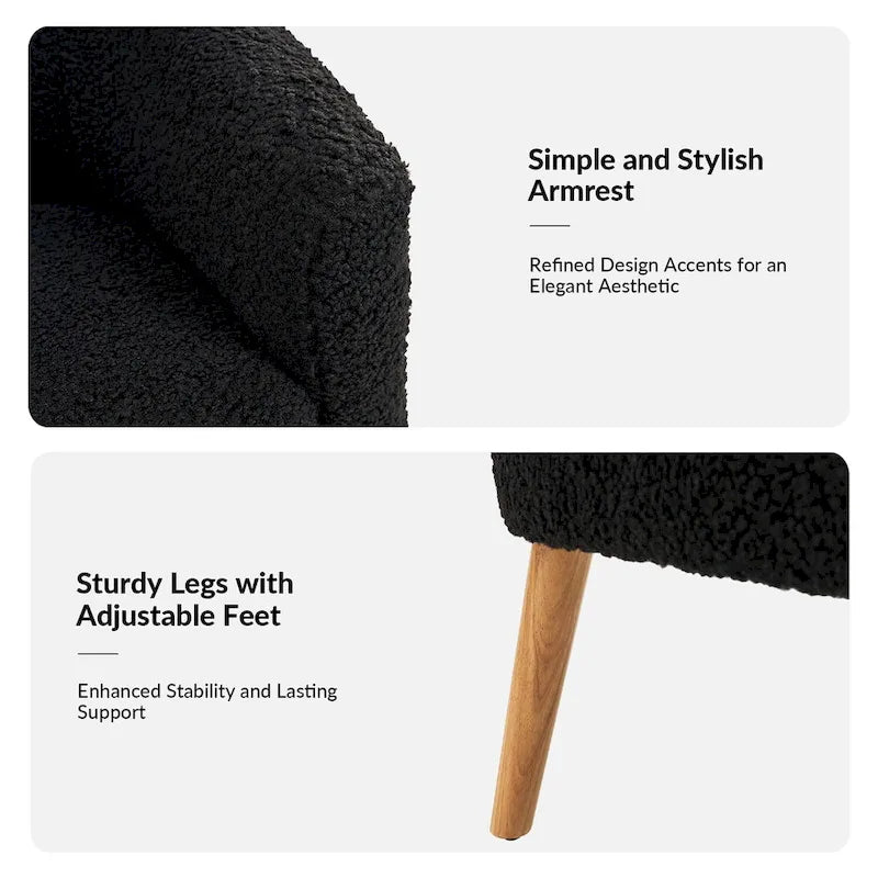 Juego de 2 sillones de barril de bouclé en salvia, gris, negro, azul o marfil