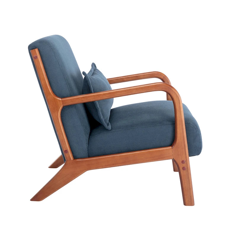 Porthos Home Biana Sillón Decorativo de Pana con Almohada y Estructura de Madera de Caucho
