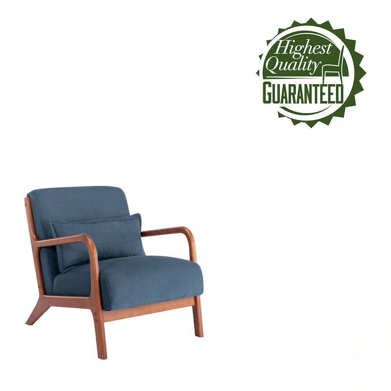 Porthos Home Biana Sillón Decorativo de Pana con Almohada y Estructura de Madera de Caucho