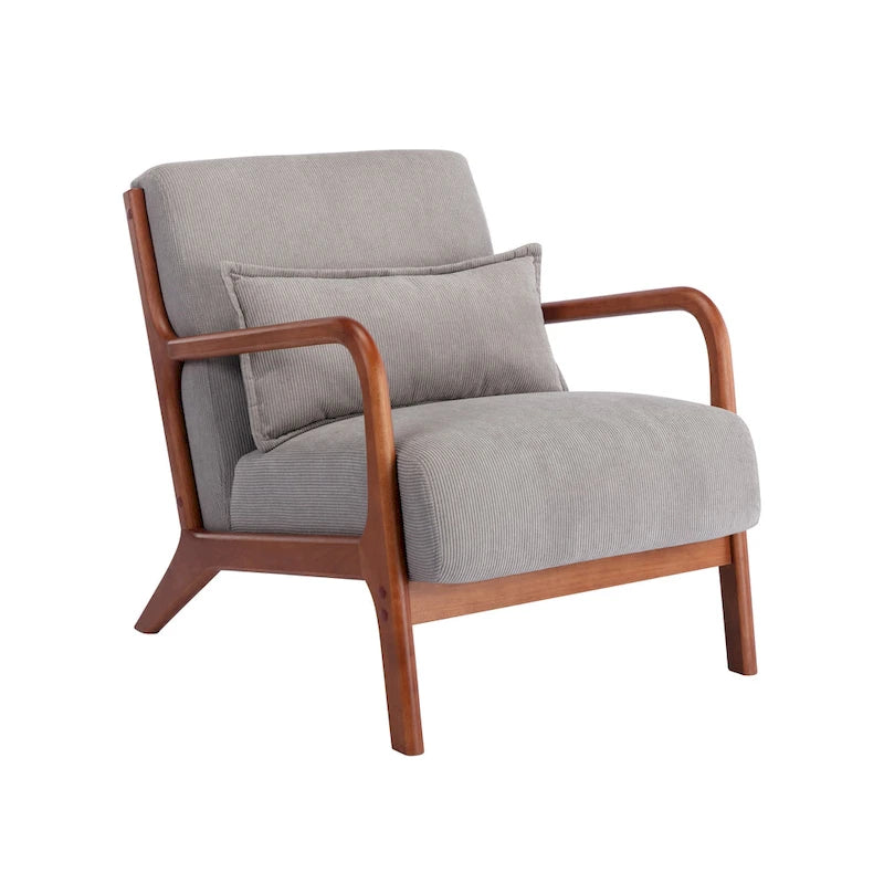 Porthos Home Biana Sillón Decorativo de Pana con Almohada y Estructura de Madera de Caucho