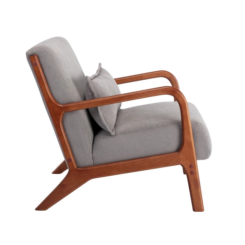 Porthos Home Biana Sillón Decorativo de Pana con Almohada y Estructura de Madera de Caucho