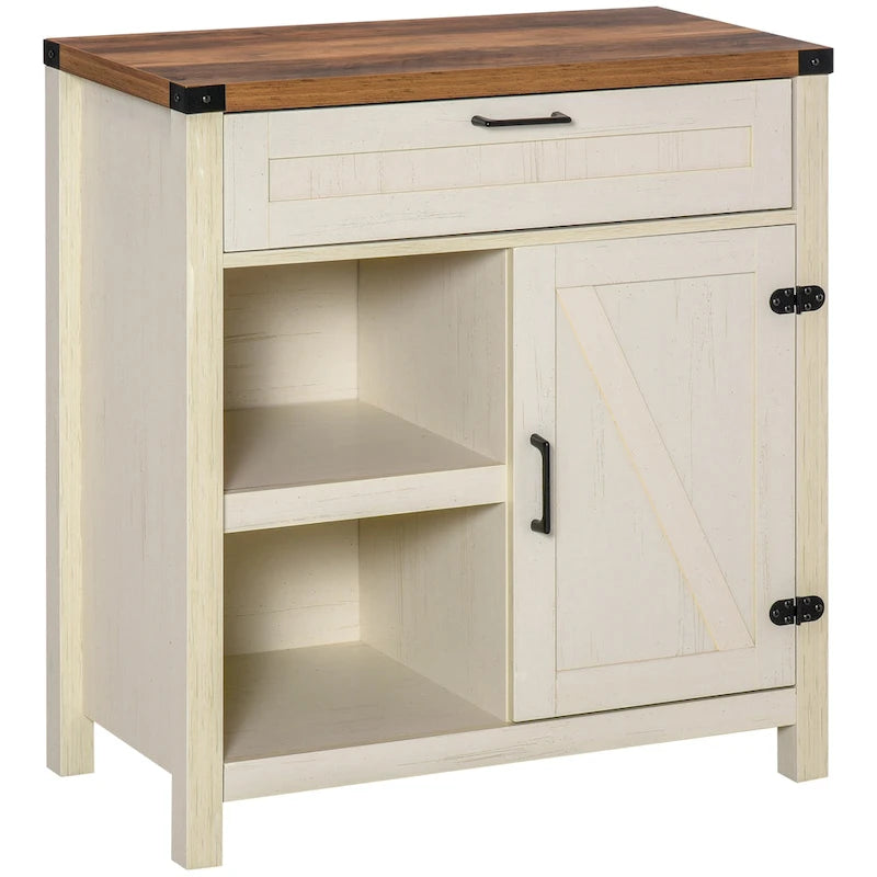 Mueble aparador rústico tipo granero HOMCOM/Aparador buffet moderno estilo granja para cocina y comedor