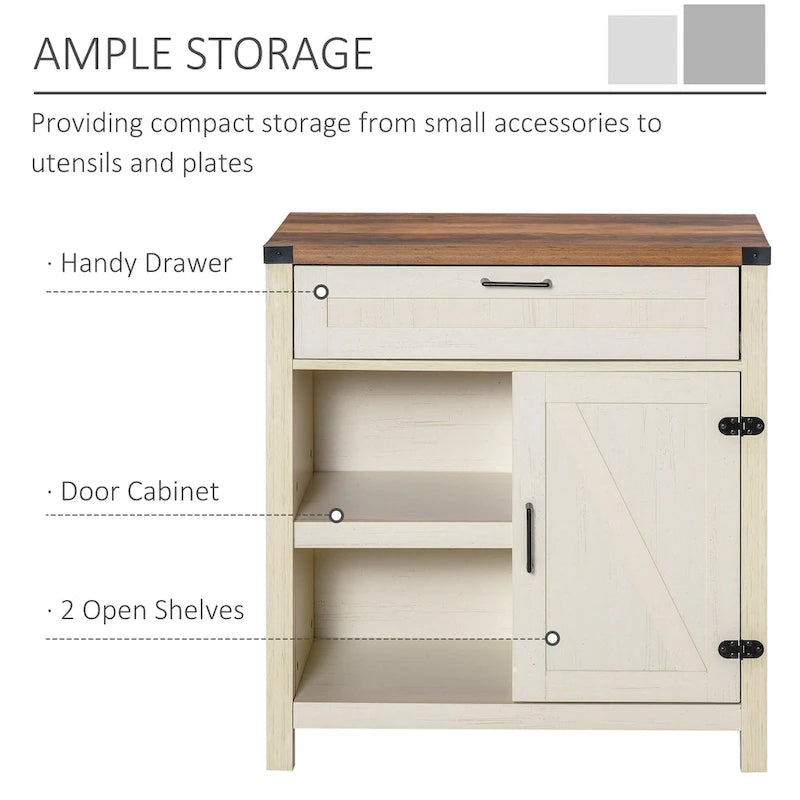 Mueble aparador rústico tipo granero HOMCOM/Aparador buffet moderno estilo granja para cocina y comedor