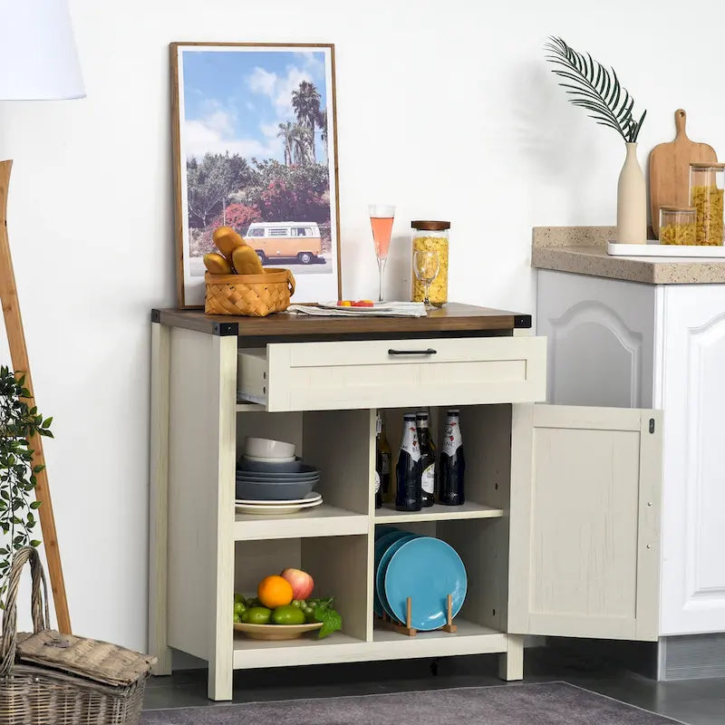 Mueble aparador rústico tipo granero HOMCOM/Aparador buffet moderno estilo granja para cocina y comedor