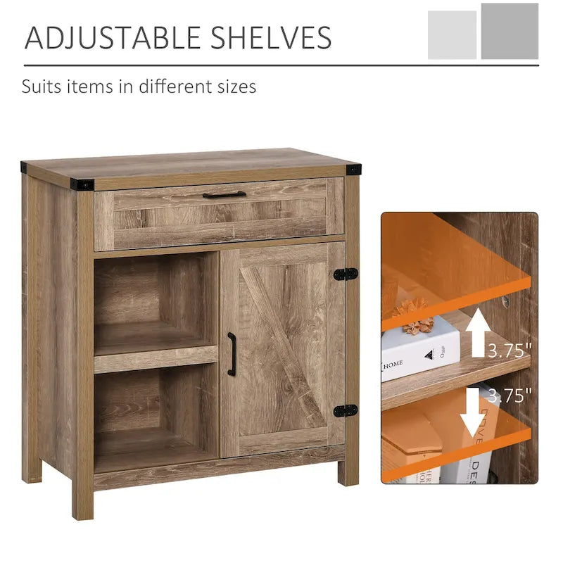 Mueble aparador rústico tipo granero HOMCOM/Aparador buffet moderno estilo granja para cocina y comedor