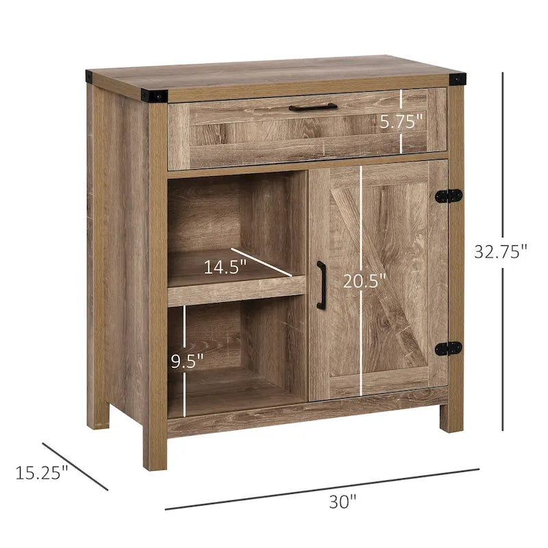 Mueble aparador rústico tipo granero HOMCOM/Aparador buffet moderno estilo granja para cocina y comedor