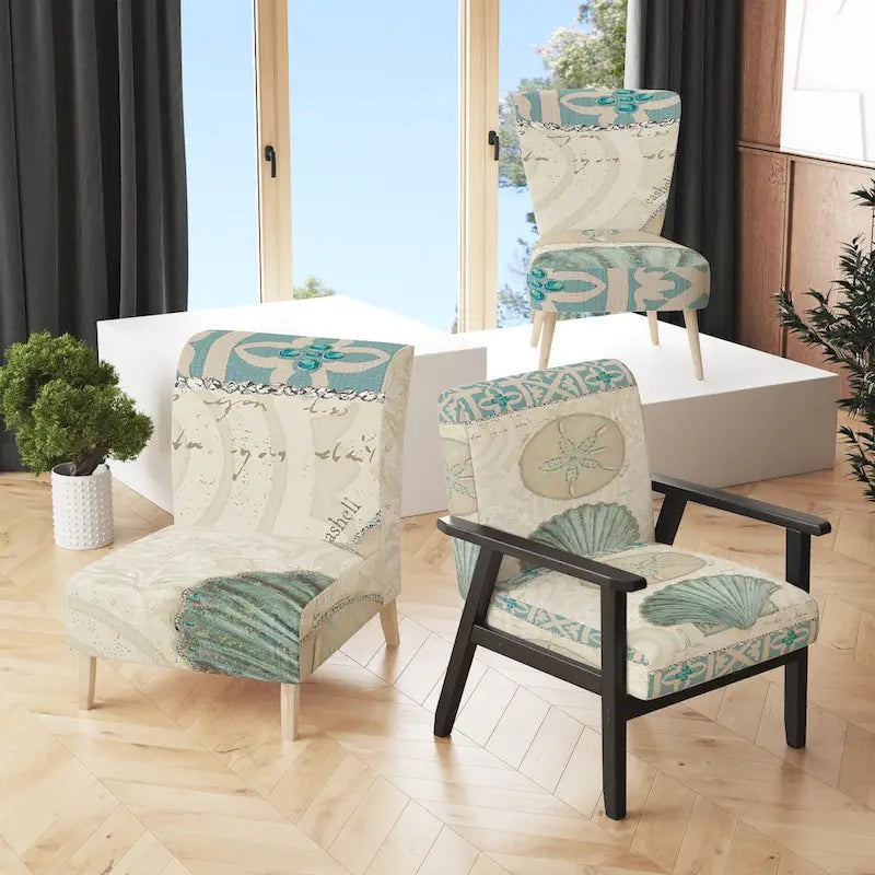 Sillón acentuado náutico turquesa y azul – Estilo auxiliar / sin brazos / con brazos – Capacidad: 1 persona