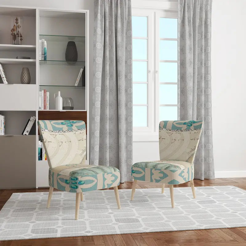 Sillón acentuado náutico turquesa y azul – Estilo auxiliar / sin brazos / con brazos – Capacidad: 1 persona