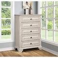 Juego de dormitorio tradicional de 5 piezas Distressed Parchment