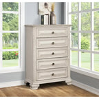 Juego de dormitorio tradicional de 5 piezas Distressed Parchment