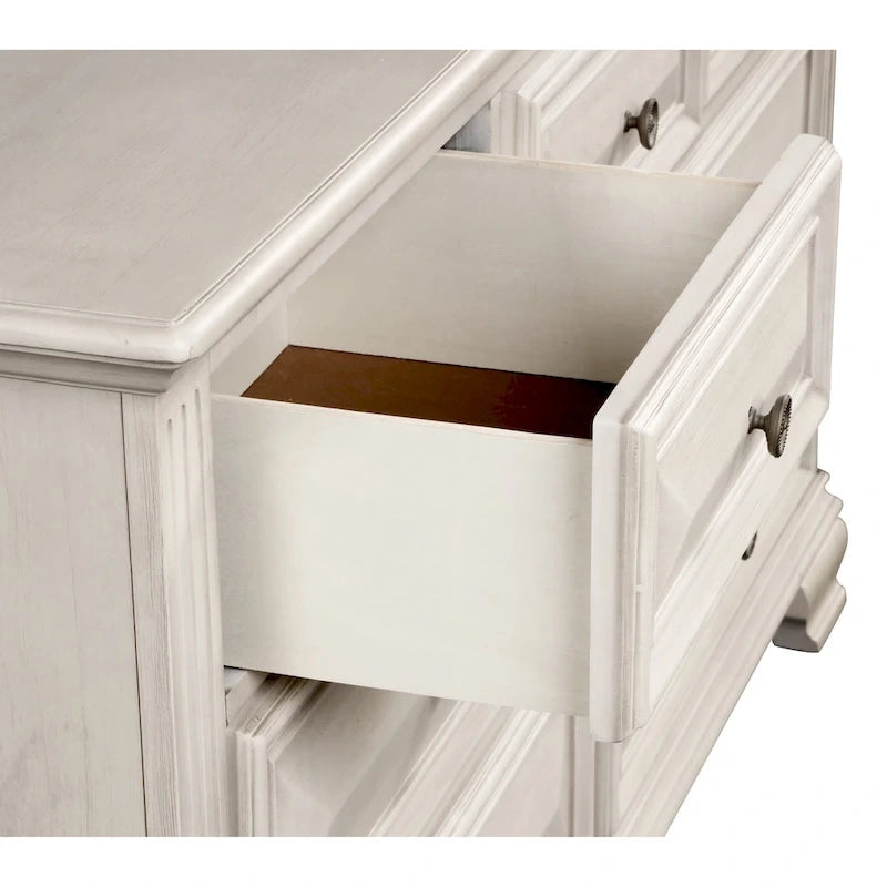 Juego de dormitorio tradicional de 5 piezas Distressed Parchment