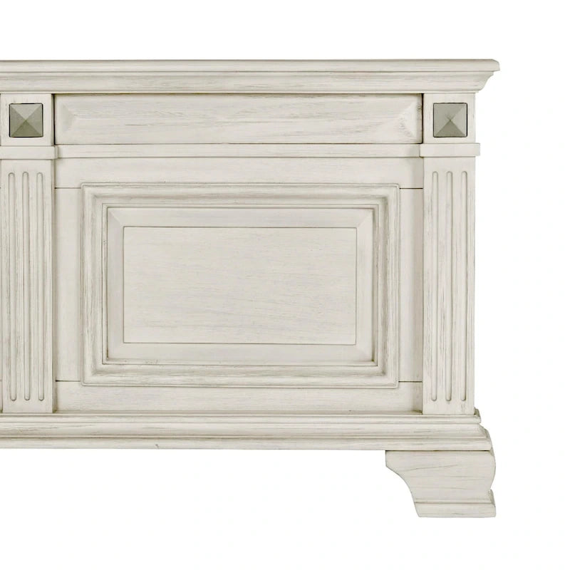 Juego de dormitorio tradicional de 5 piezas Distressed Parchment