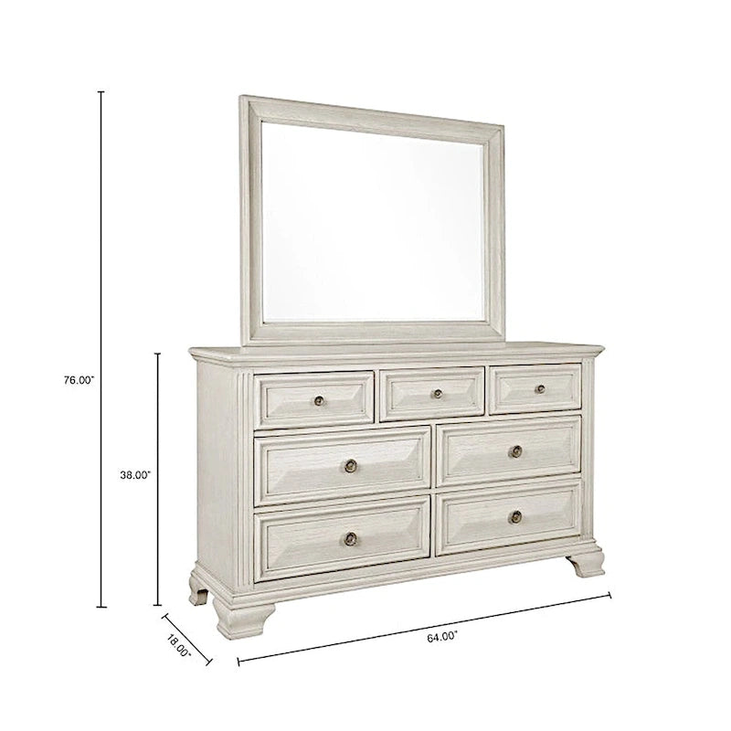 Juego de dormitorio tradicional de 5 piezas Distressed Parchment