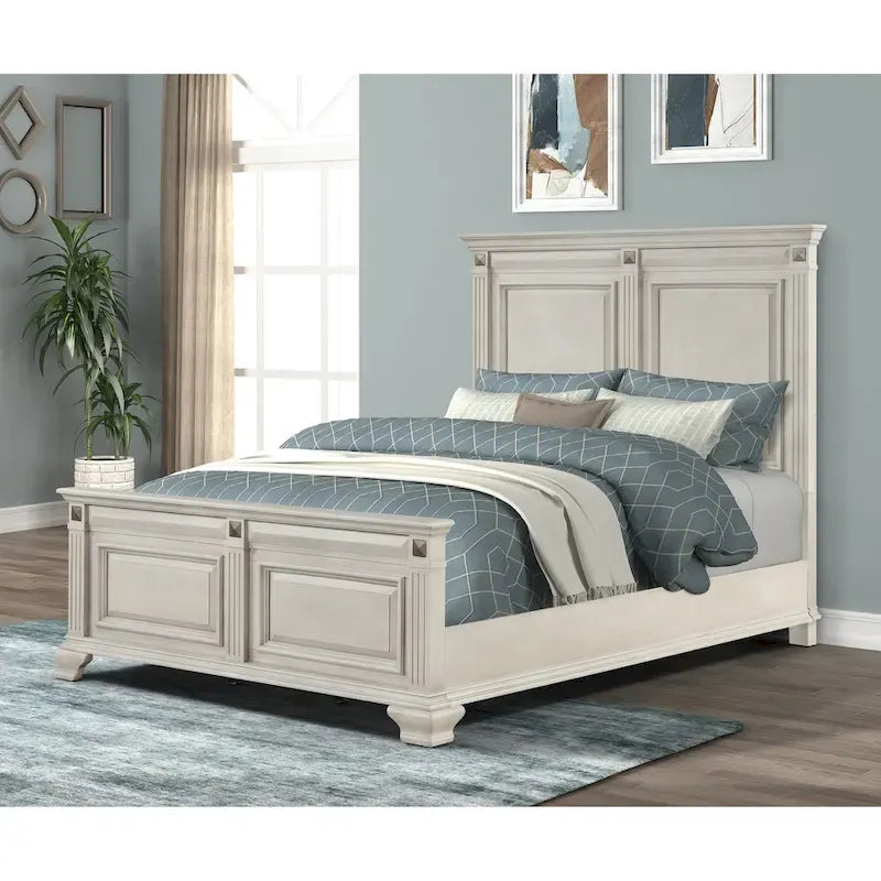 Juego de dormitorio tradicional de 5 piezas Distressed Parchment
