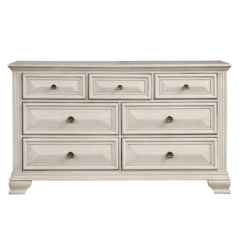 Juego de dormitorio tradicional de 5 piezas Distressed Parchment