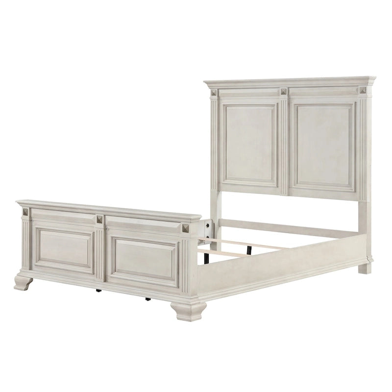 Juego de dormitorio tradicional de 5 piezas Distressed Parchment