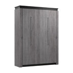 Cama de pared Queen gris corteza y grafito / nogal blanco, montaje entre 2 personas, 67W