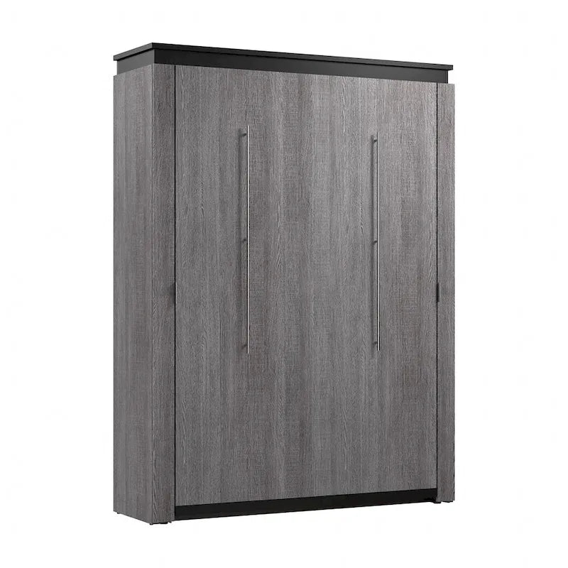 Cama de pared Queen gris corteza y grafito / nogal blanco, montaje entre 2 personas, 67W