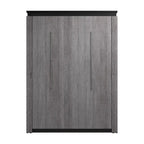 Cama de pared Queen gris corteza y grafito / nogal blanco, montaje entre 2 personas, 67W