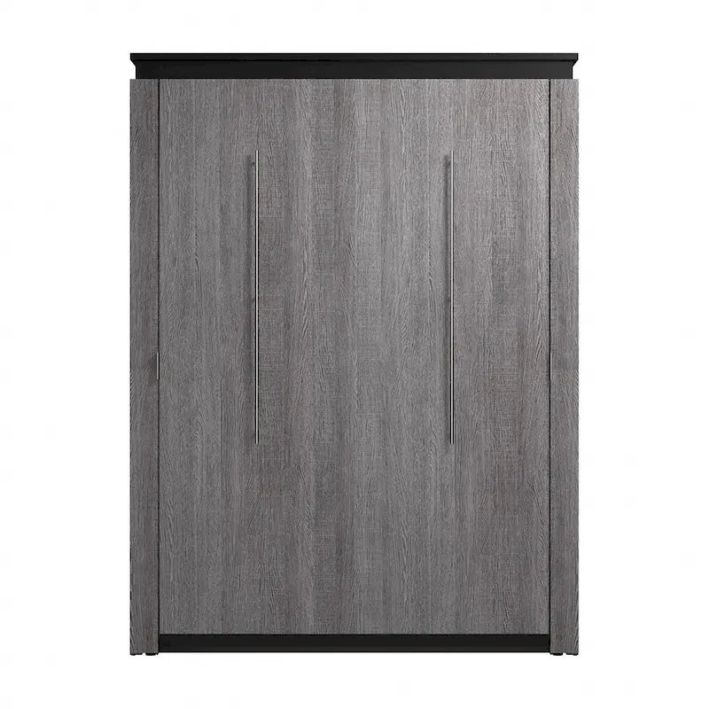 Cama de pared Queen gris corteza y grafito / nogal blanco, montaje entre 2 personas, 67W