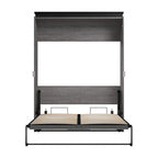 Cama de pared Queen gris corteza y grafito / nogal blanco, montaje entre 2 personas, 67W
