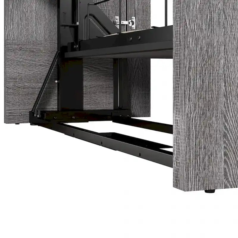 Cama de pared Queen gris corteza y grafito / nogal blanco, montaje entre 2 personas, 67W