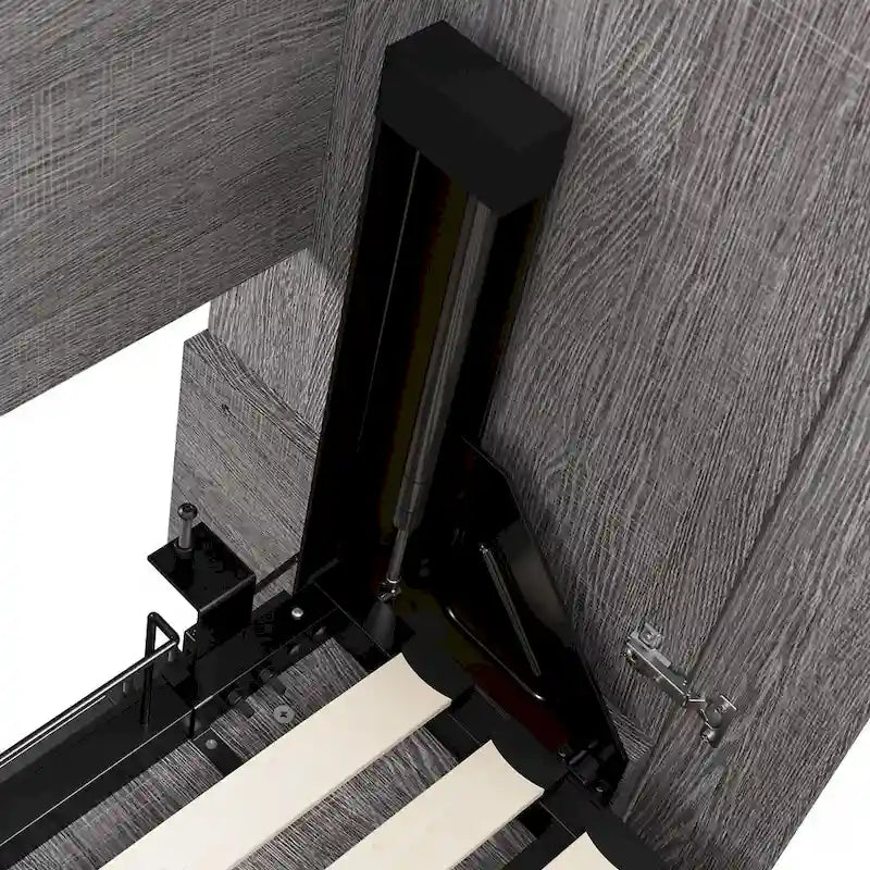 Cama de pared Queen gris corteza y grafito / nogal blanco, montaje entre 2 personas, 67W