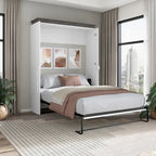 Cama de pared Queen gris corteza y grafito / nogal blanco, montaje entre 2 personas, 67W