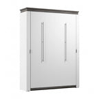 Cama de pared Queen gris corteza y grafito / nogal blanco, montaje entre 2 personas, 67W