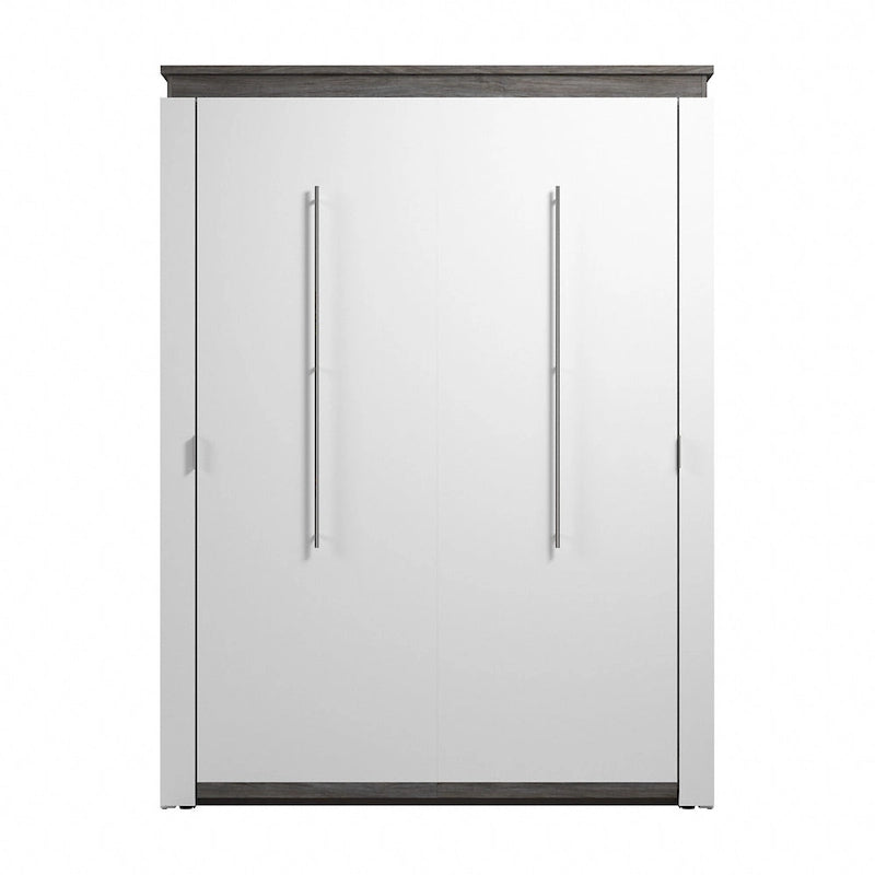 Cama de pared Queen gris corteza y grafito / nogal blanco, montaje entre 2 personas, 67W