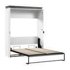 Cama de pared Queen gris corteza y grafito / nogal blanco, montaje entre 2 personas, 67W