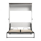 Cama de pared Queen gris corteza y grafito / nogal blanco, montaje entre 2 personas, 67W